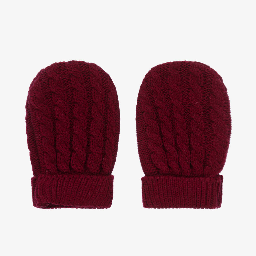 Artesanía Granlei-Burgundy Red Knitted Mittens | Childrensalon Outlet