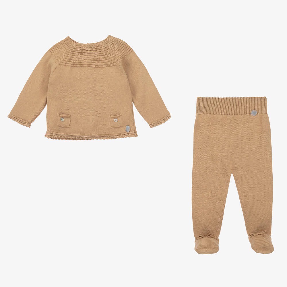 Artesanía Granlei-Бежевый трикотажный топ и штанишки | Childrensalon Outlet