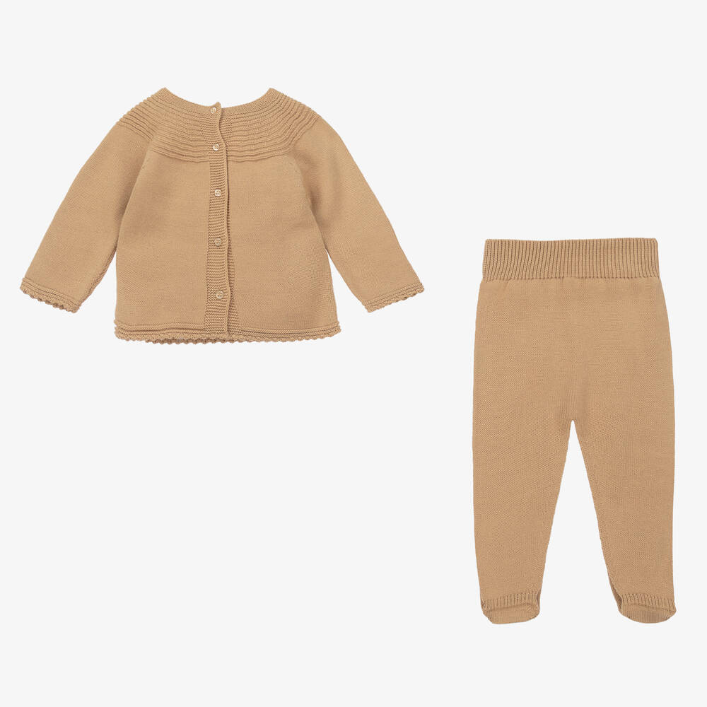 Artesanía Granlei-Бежевый трикотажный топ и штанишки | Childrensalon Outlet