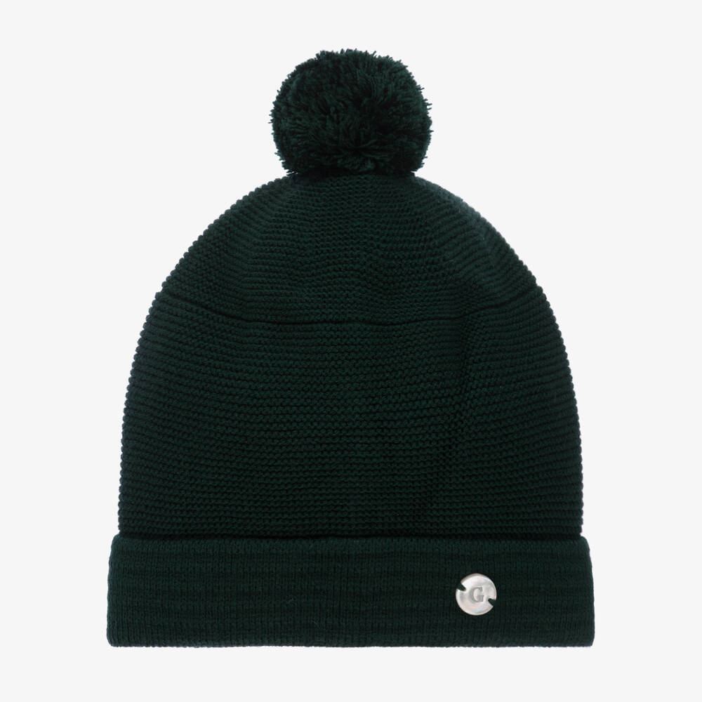 Artesanía Granlei - Dark Green Knitted Pom-Pom Hat | Childrensalon