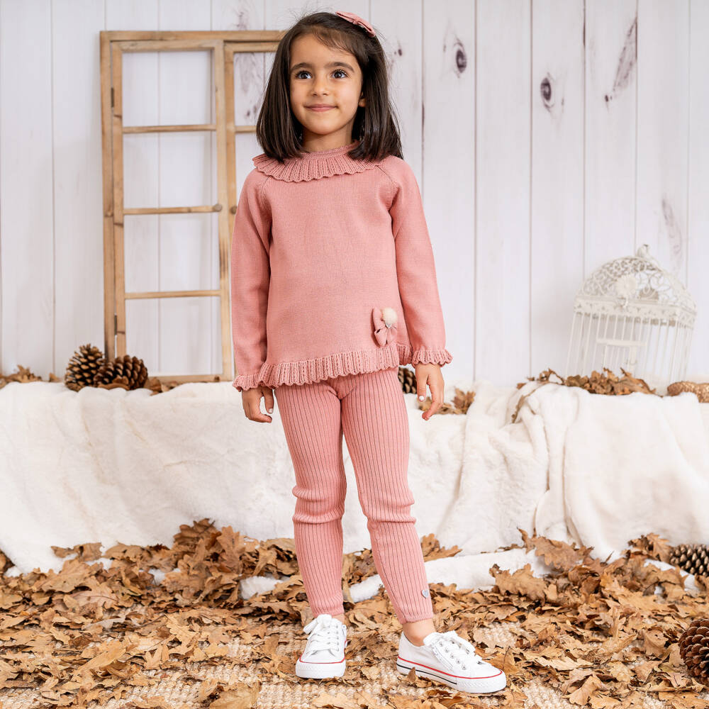 Artesanía Granlei-Girls Antique Pink Knit Set | Childrensalon Outlet