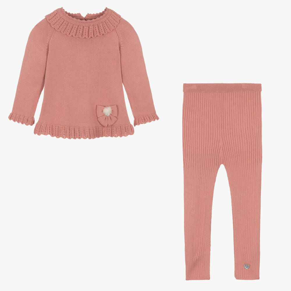 Artesanía Granlei-Girls Antique Pink Knit Set | Childrensalon Outlet