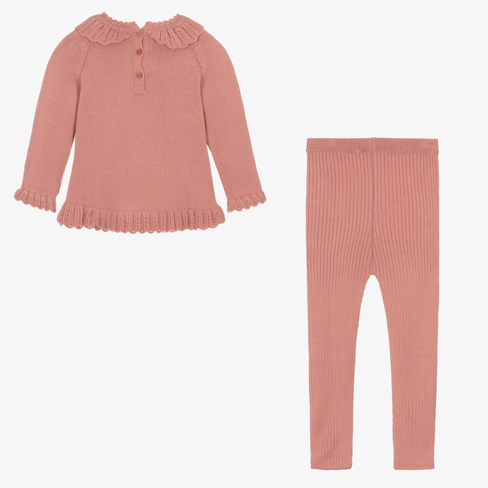Artesanía Granlei-Girls Antique Pink Knit Set | Childrensalon Outlet