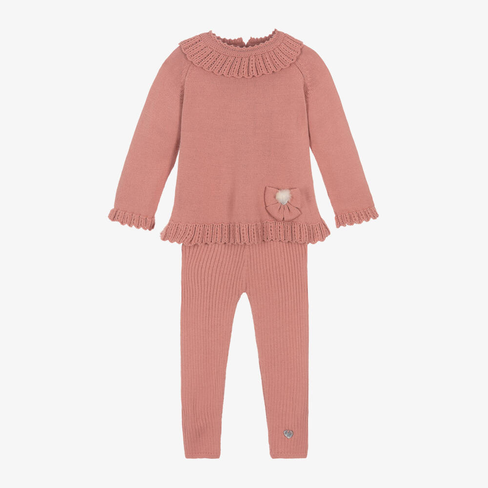 Artesanía Granlei-Girls Antique Pink Knit Set | Childrensalon Outlet