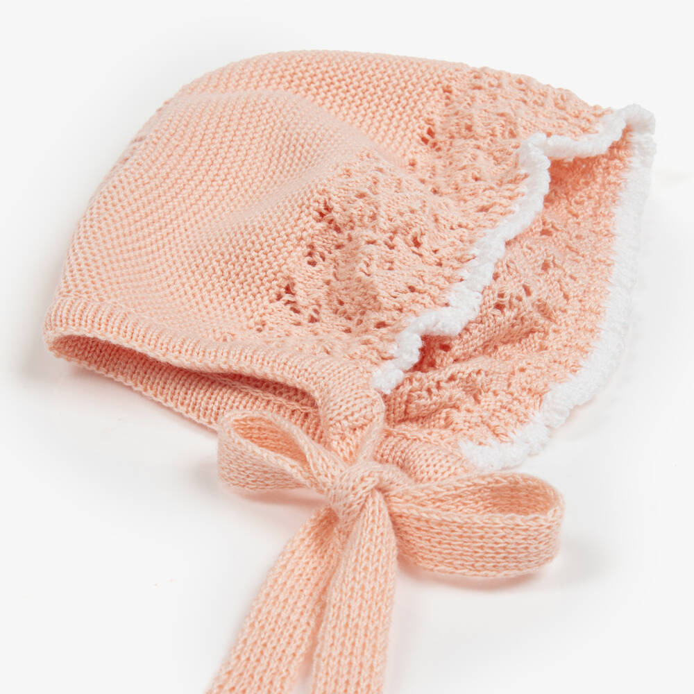 Artesanía Granlei-Girls' Apricot Knit Cotton Bonnet | Childrensalon Outlet