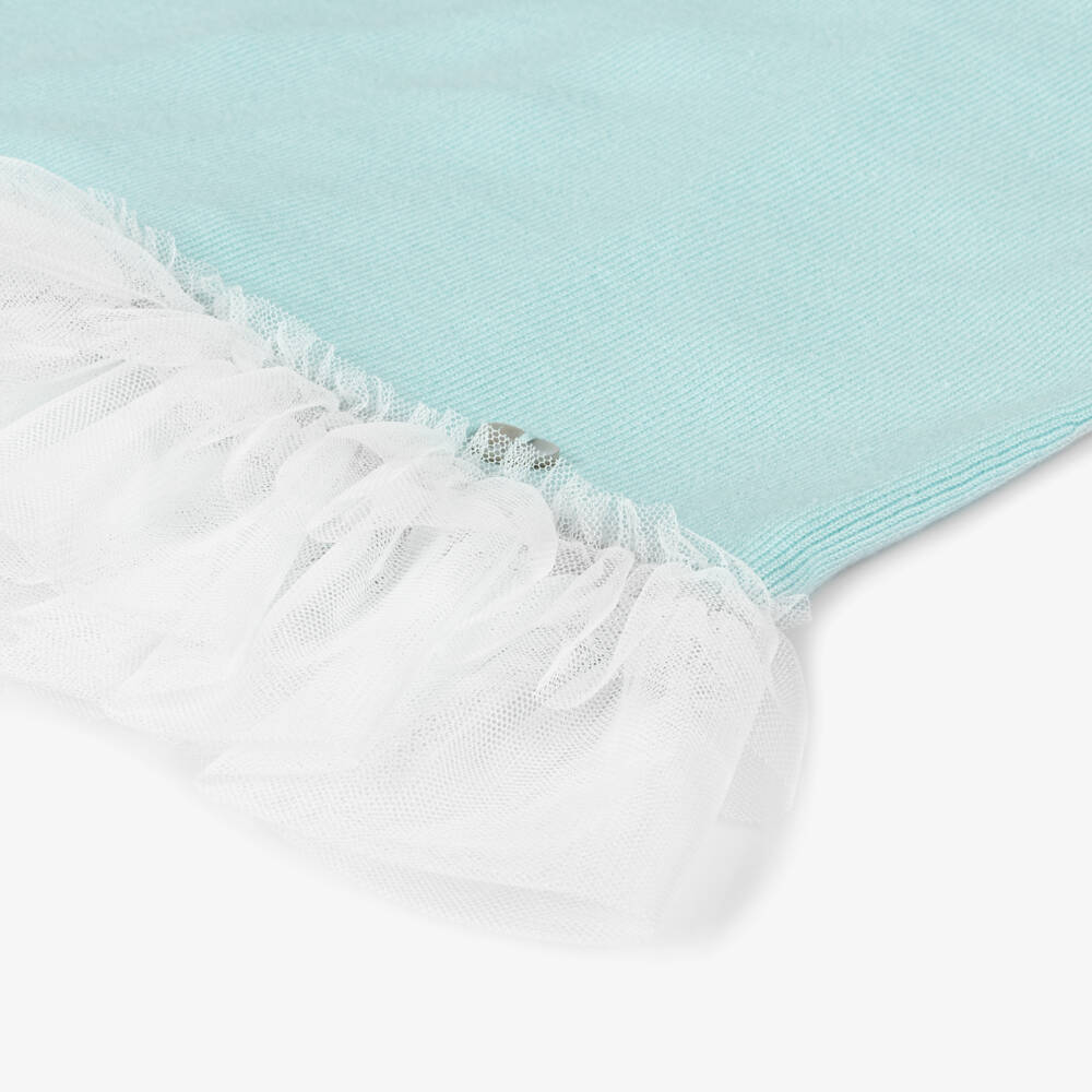 Artesanía Granlei-Girls Aqua Green Knitted Dress with Tulle Trims | Childrensalon Outlet