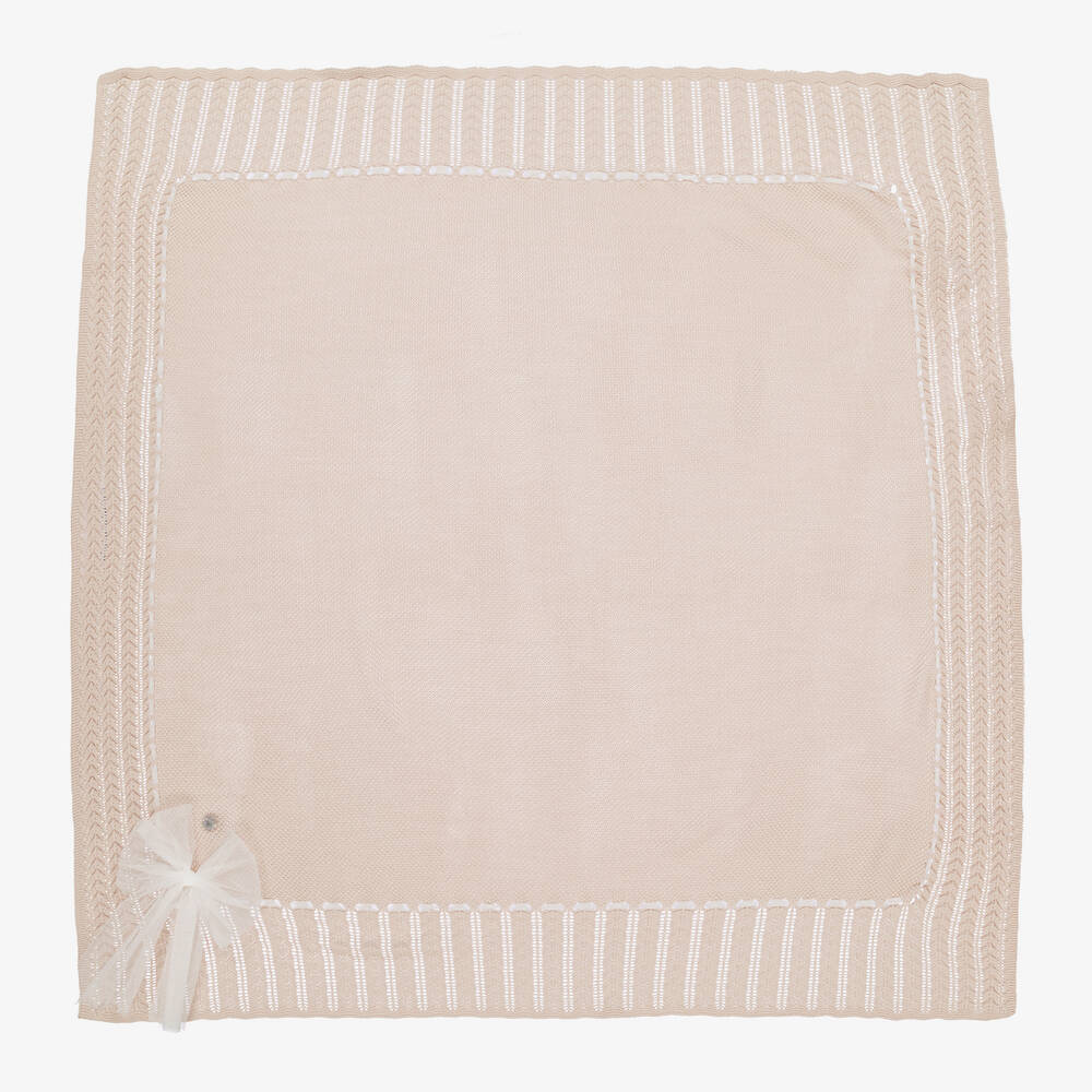 Artesanía Granlei - Beige Schleifen-Strickdecke 106 cm | Childrensalon