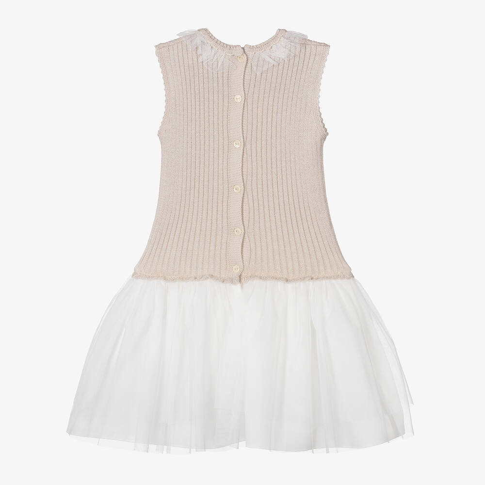Artesanía Granlei-فستان توتو قطن وأكريليك محبوك لون بيج وعاجي | Childrensalon Outlet