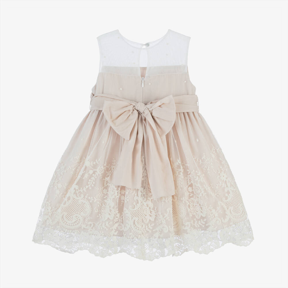 Artesanía Granlei-Кремовое платье из тюля с вышивкой для девочек | Childrensalon Outlet