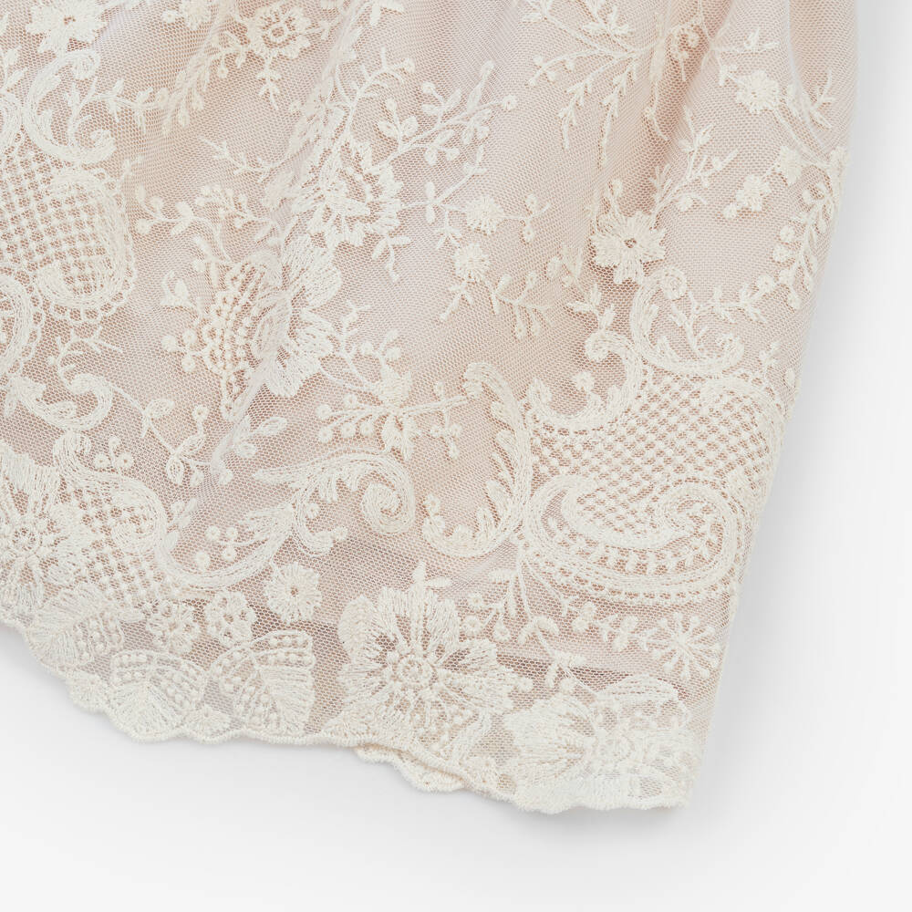 Artesanía Granlei-Кремовое платье из тюля с вышивкой для девочек | Childrensalon Outlet