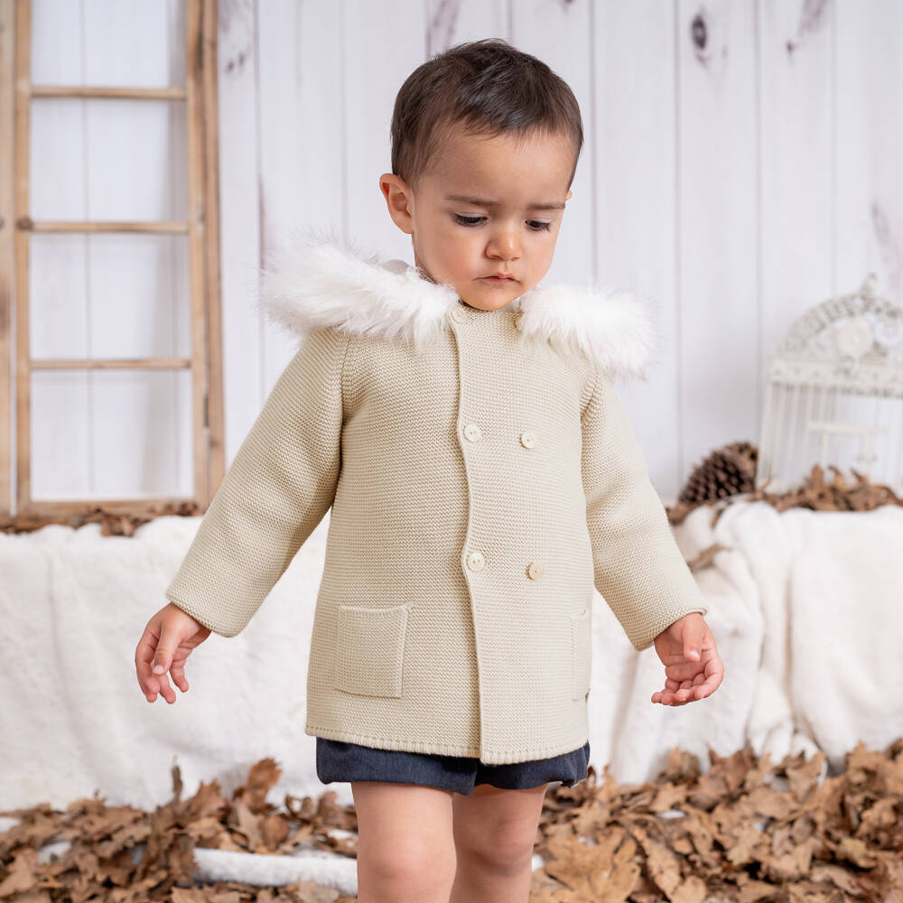 Artesanía Granlei-Girls Beige Faux Fur Trim Jacket | Childrensalon Outlet