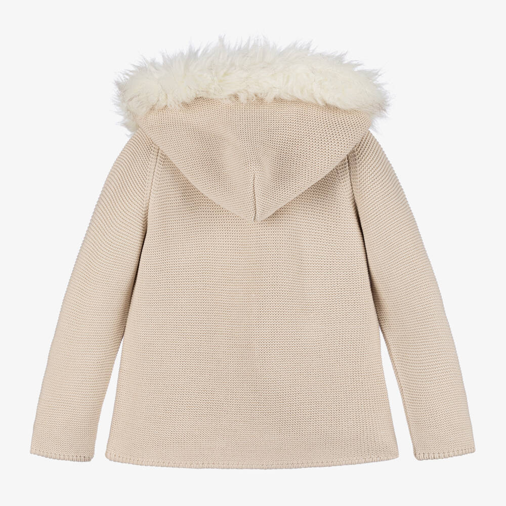 Artesanía Granlei-Girls Beige Faux Fur Trim Jacket | Childrensalon Outlet