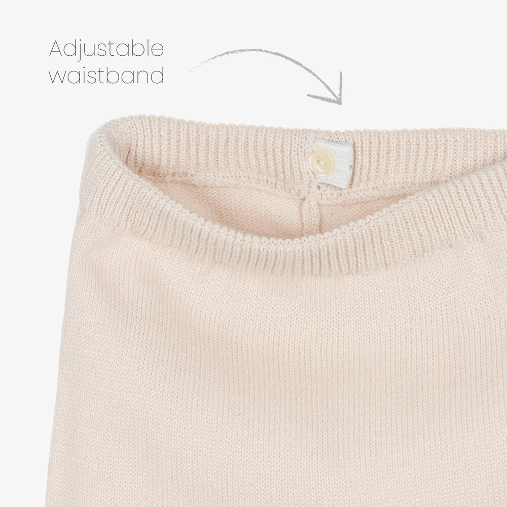 Artesanía Granlei-  Girls Beige Knitted Trousers Set | Childrensalon Outlet