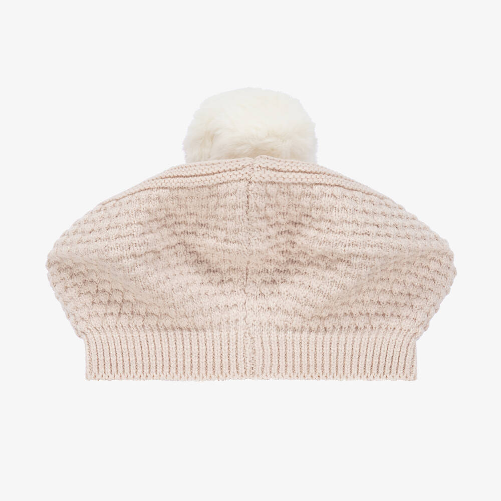 Artesanía Granlei-Girls Beige Lurex Beret & Scarf Set | Childrensalon Outlet