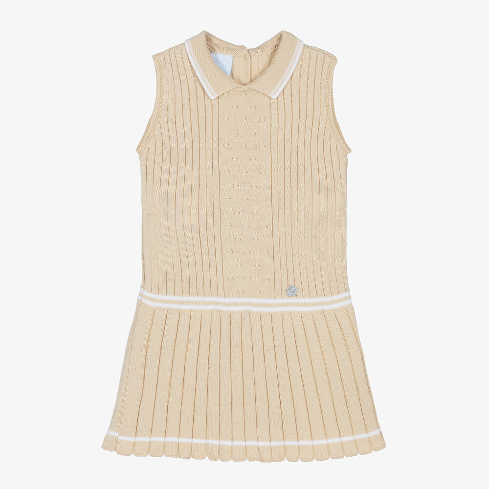 Artesanía Granlei-Girls Beige Ribbed Knit Dress | Childrensalon Outlet