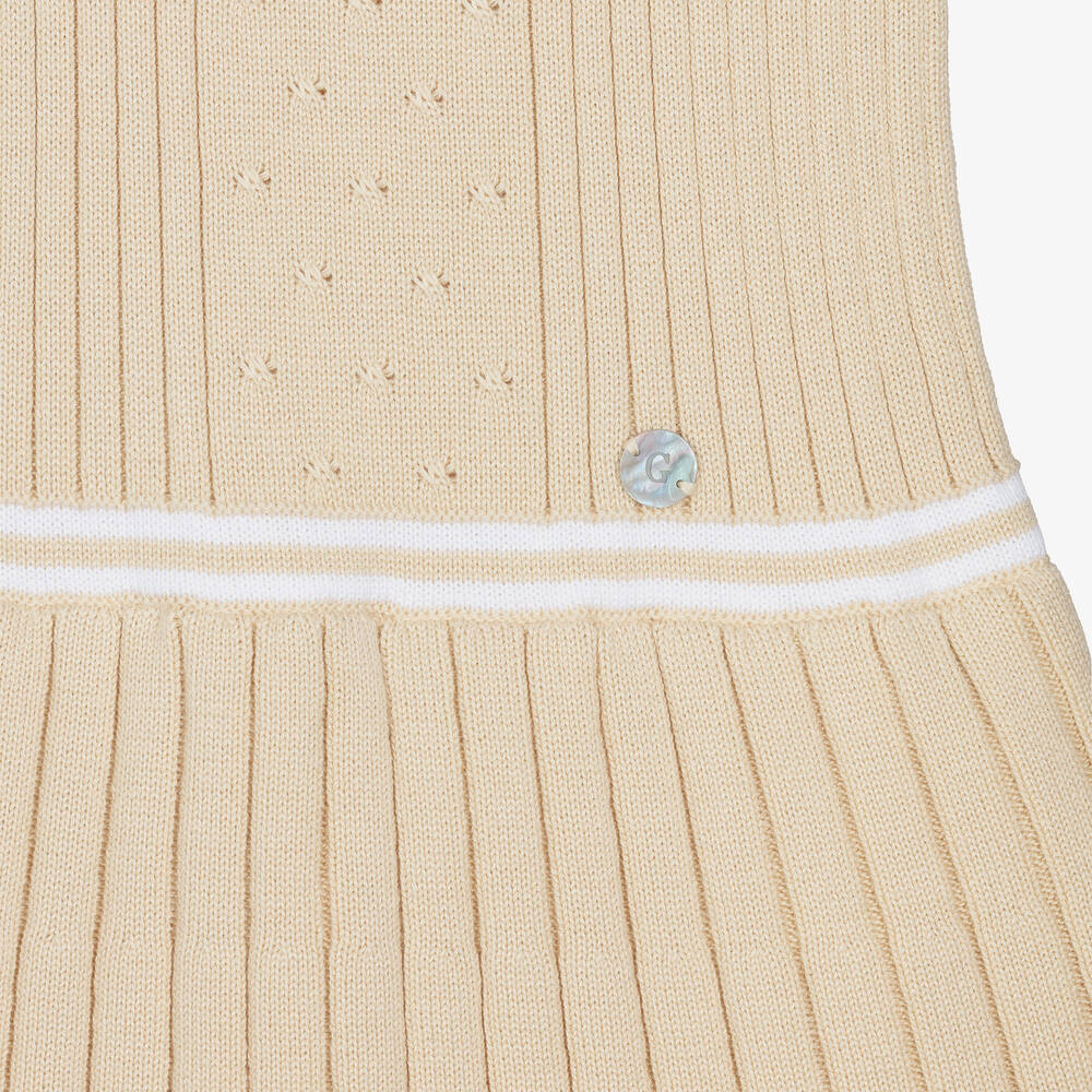 Artesanía Granlei-Girls Beige Ribbed Knit Dress | Childrensalon Outlet