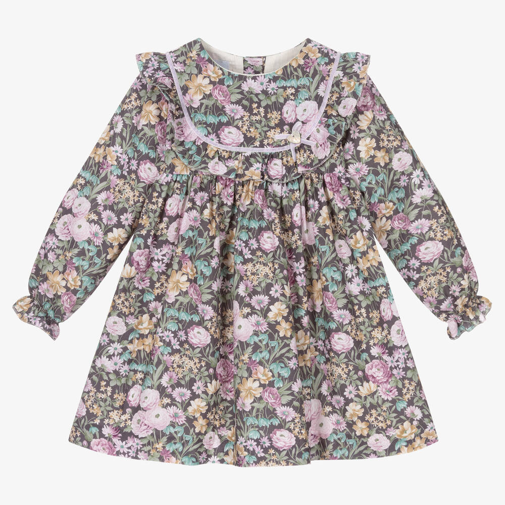 Artesanía Granlei - Robe noire à fleurs Fille | Childrensalon