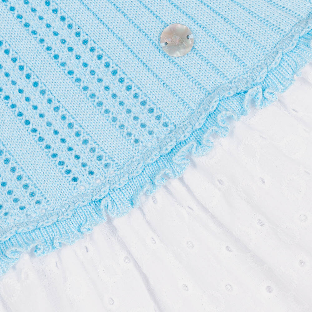 Artesanía Granlei-Girls Blue Cotton Knitted Dress | Childrensalon Outlet