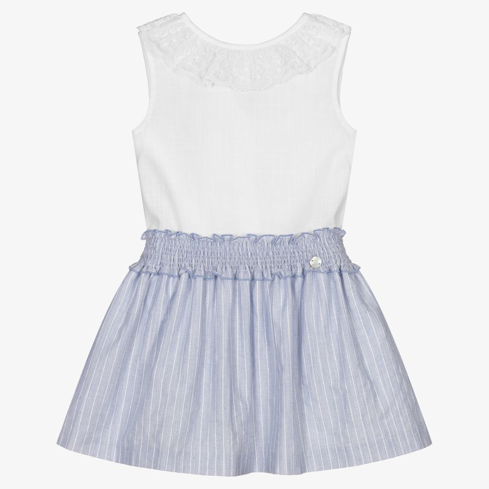 Artesanía Granlei - Girls Blue Cotton Skirt Set | Childrensalon