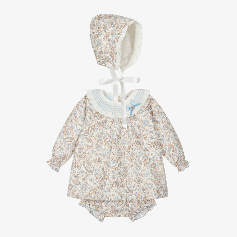 Artesanía Granlei-Girls Blue Floral Dress Ensemble | Childrensalon Outlet