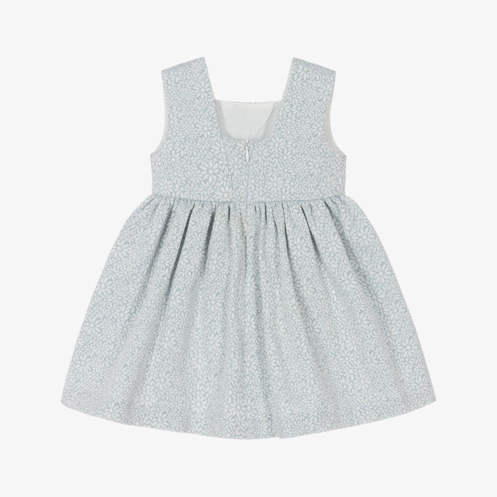 Artesanía Granlei-Girls Blue Floral Jacquard Dress | Childrensalon Outlet