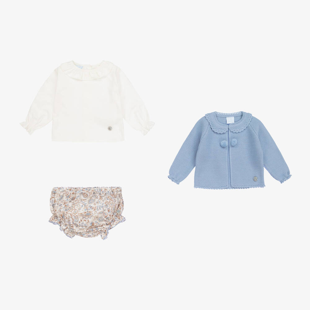 Artesanía Granlei-طقم شورت بطبعة ورود لون أزرق للمولودات | Childrensalon Outlet