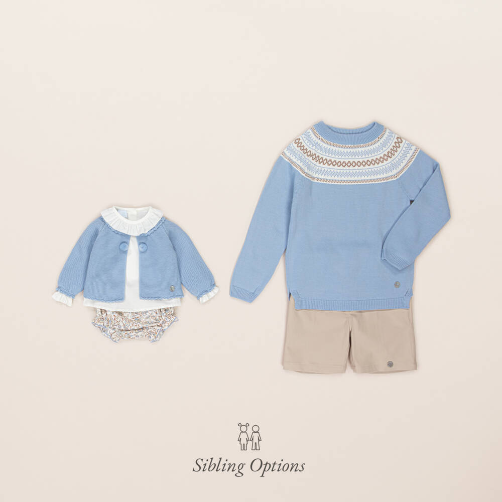 Artesanía Granlei-طقم شورت بطبعة ورود لون أزرق للمولودات | Childrensalon Outlet