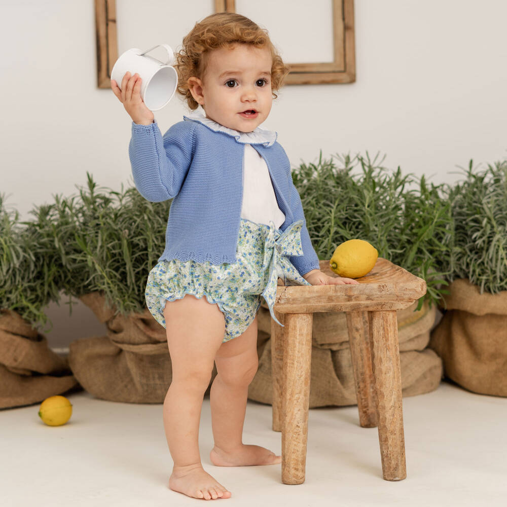Artesanía Granlei-Girls' Blue Floral Trio Ensemble | Childrensalon Outlet