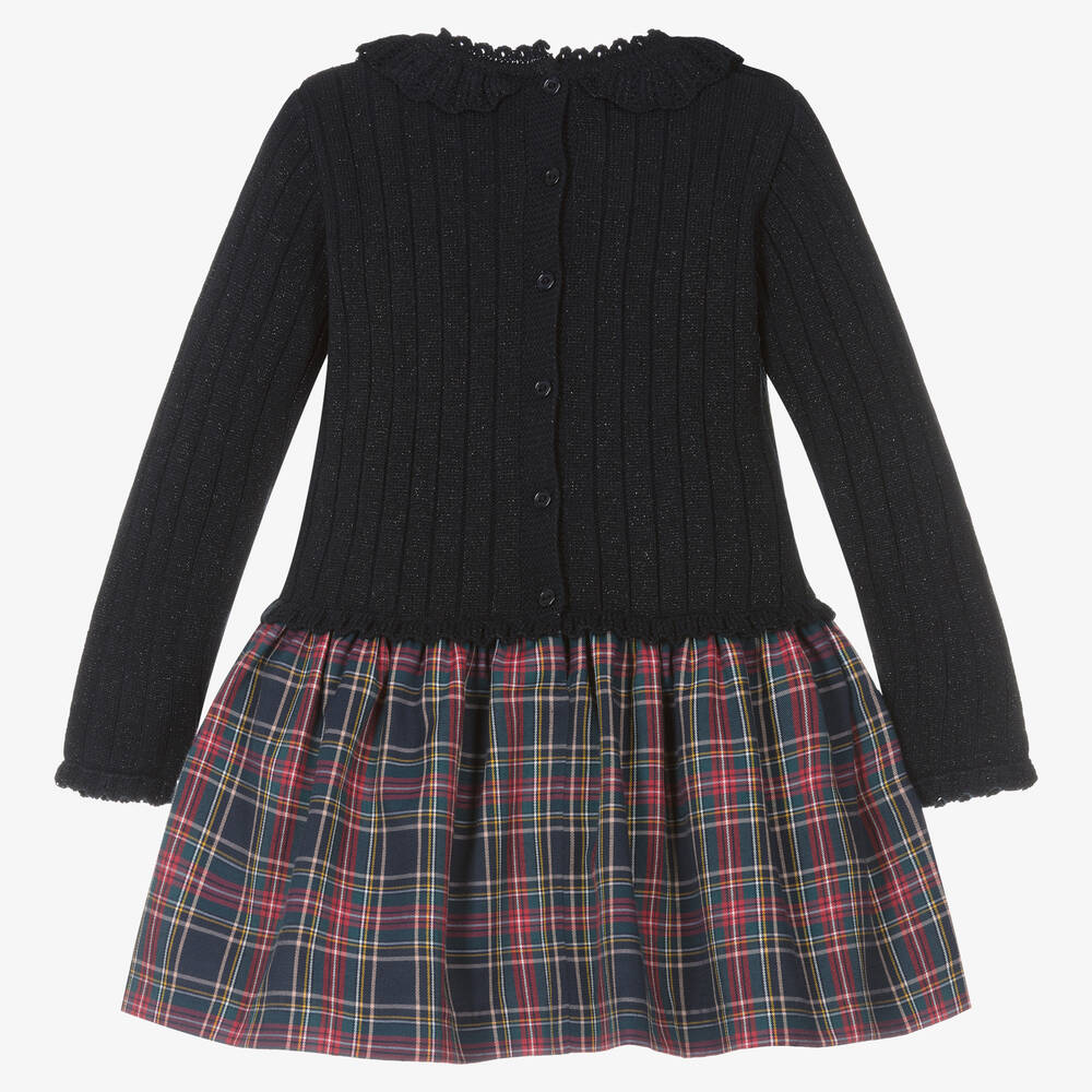 Artesanía Granlei-Girls Blue Glitter Tartan Dress | Childrensalon Outlet