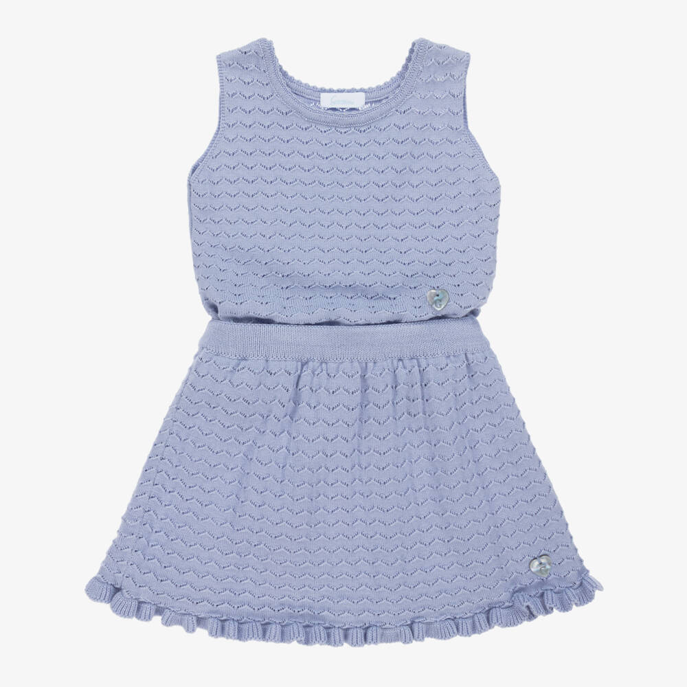 Artesanía Granlei-Girls Blue Knit Ensemble | Childrensalon Outlet