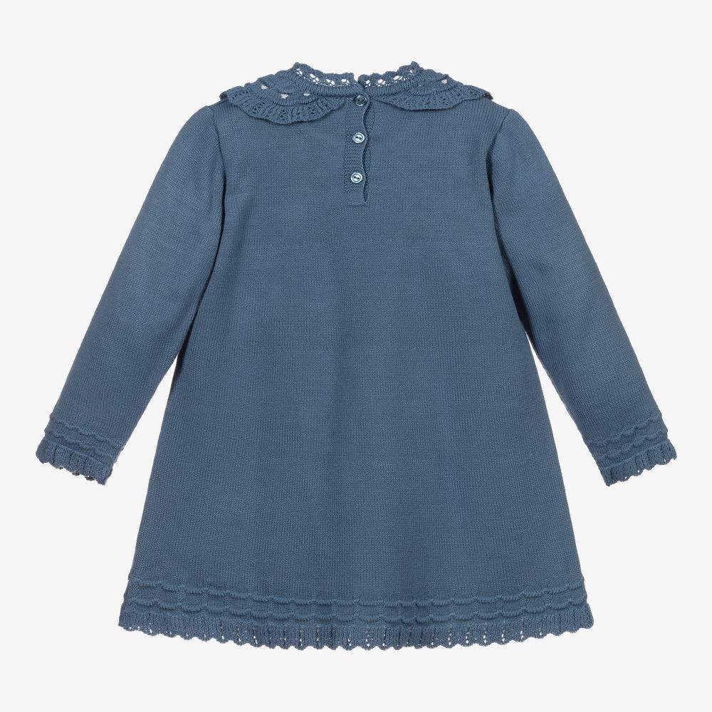Artesanía Granlei-Girls Blue Knitted Dress  | Childrensalon Outlet