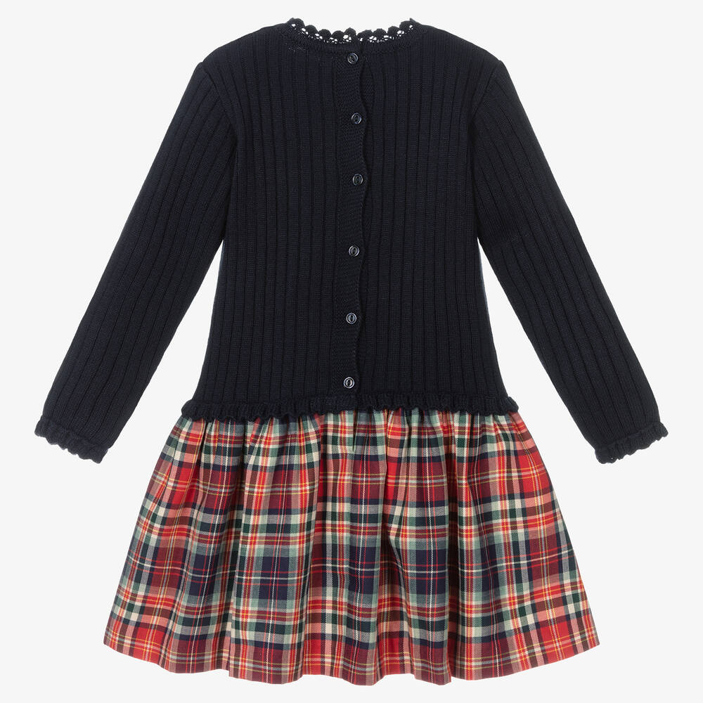 Artesanía Granlei-Синее платье в шотландскую клетку для девочек | Childrensalon Outlet