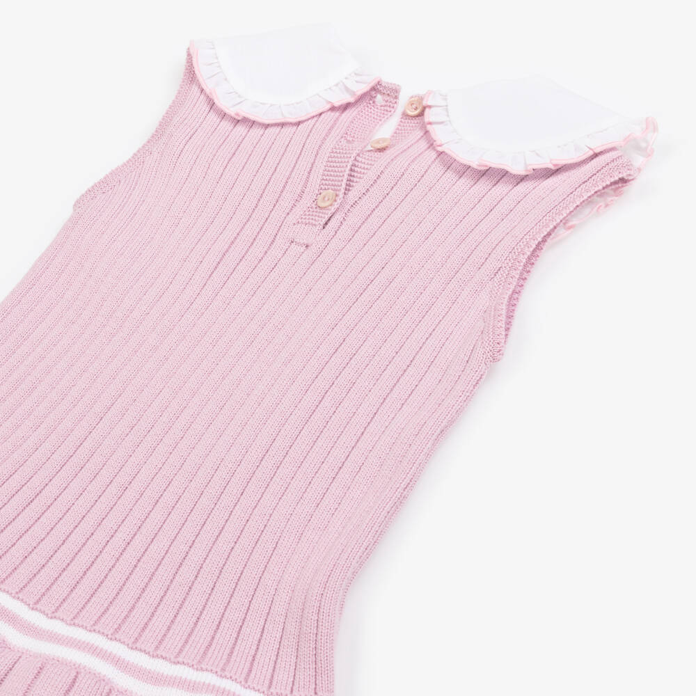 Artesanía Granlei-Girls Blush Knit Frill Dress | Childrensalon Outlet