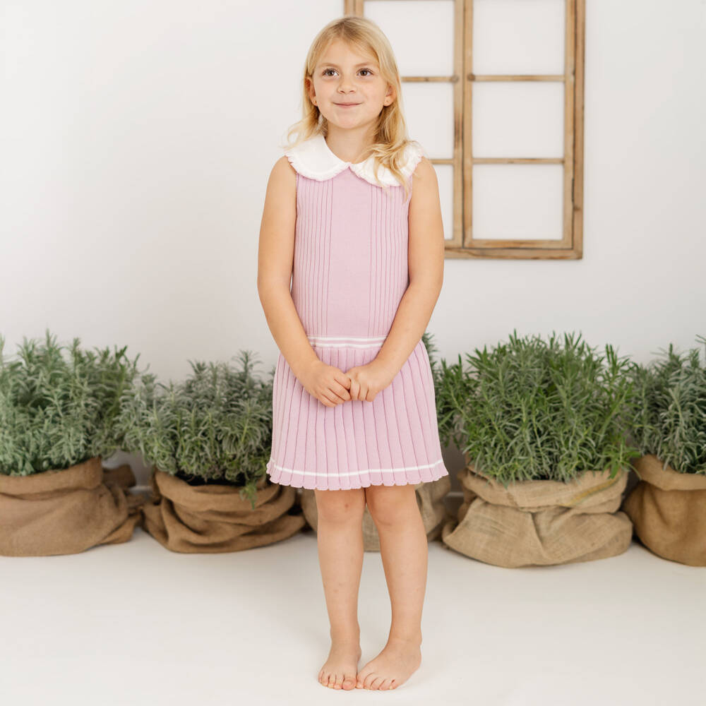 Artesanía Granlei-Girls Blush Knit Frill Dress | Childrensalon Outlet