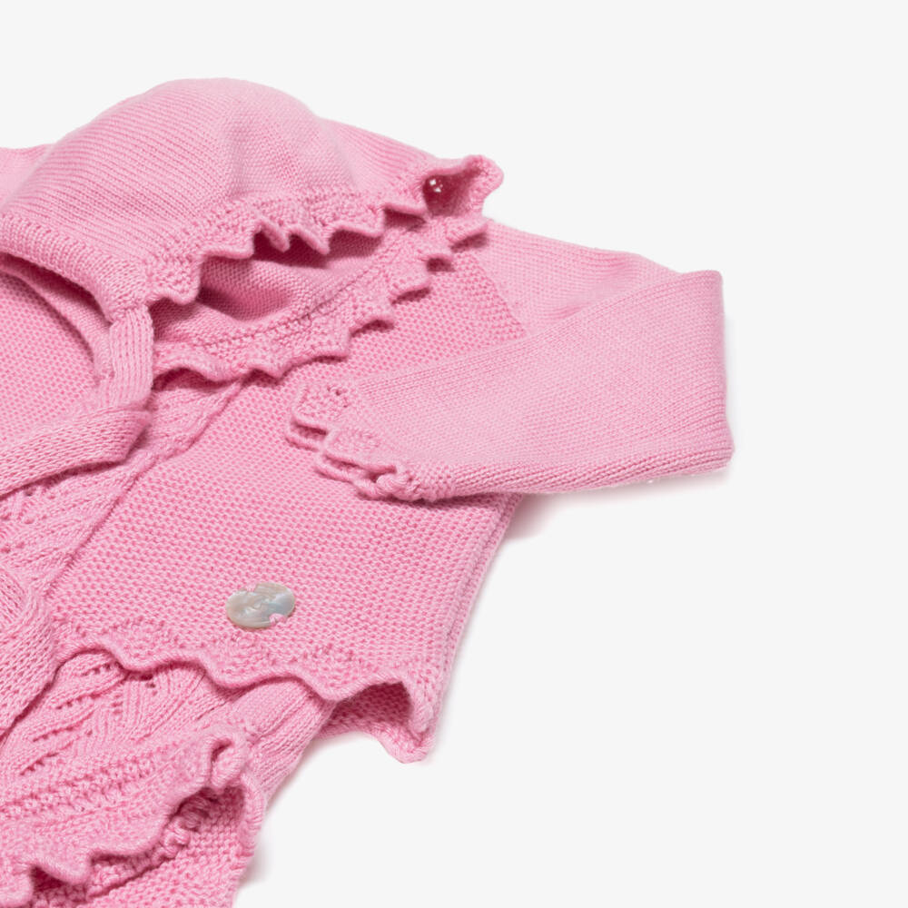 Artesanía Granlei-Girls Bright Pink Knitted Shorts Set with Bonnet | Childrensalon Outlet