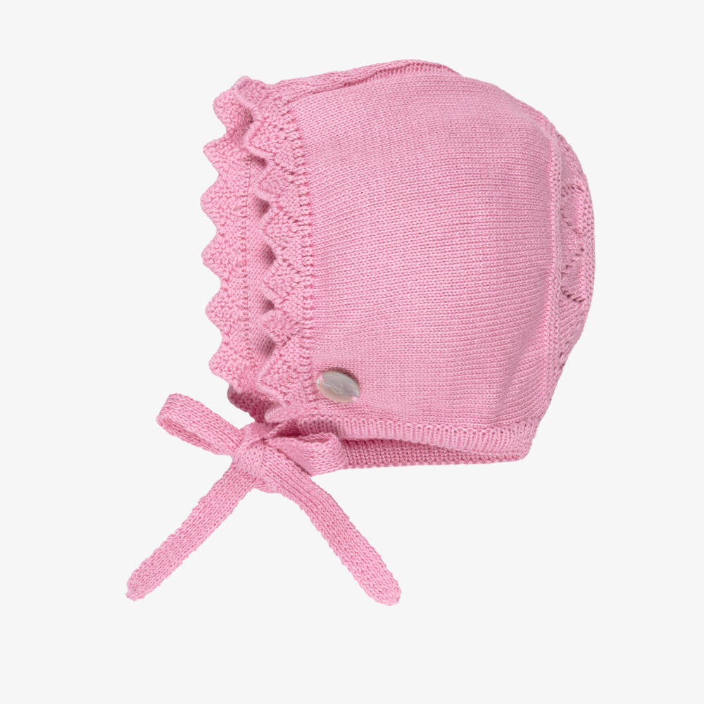 Artesanía Granlei-Girls Bright Pink Knitted Shorts Set with Bonnet | Childrensalon Outlet