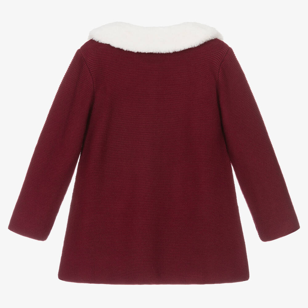 Artesanía Granlei-Girls Burgundy Red Knitted Coat | Childrensalon Outlet