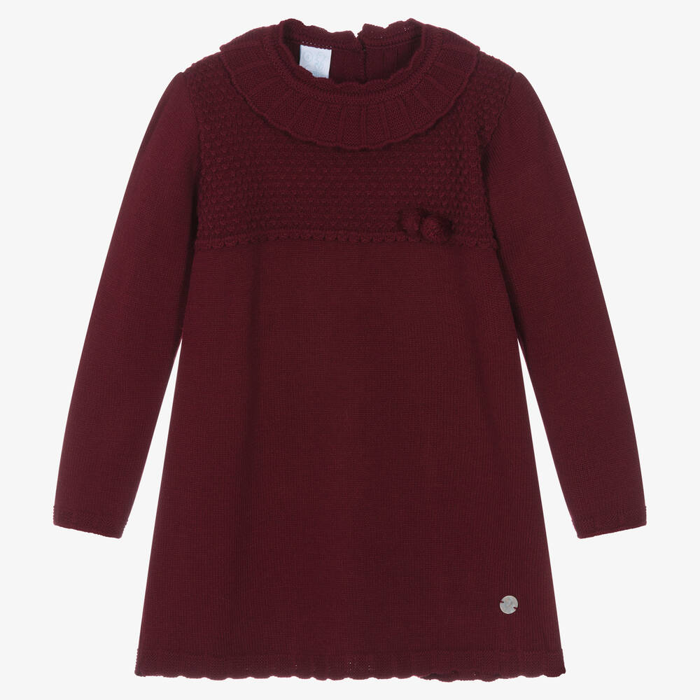 Artesanía Granlei-Girls Burgundy Red Knitted Dress | Childrensalon Outlet