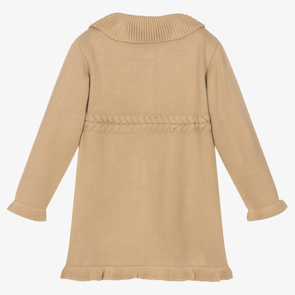 Artesanía Granlei-Girls Camel Beige Knitted Bow Coat | Childrensalon Outlet