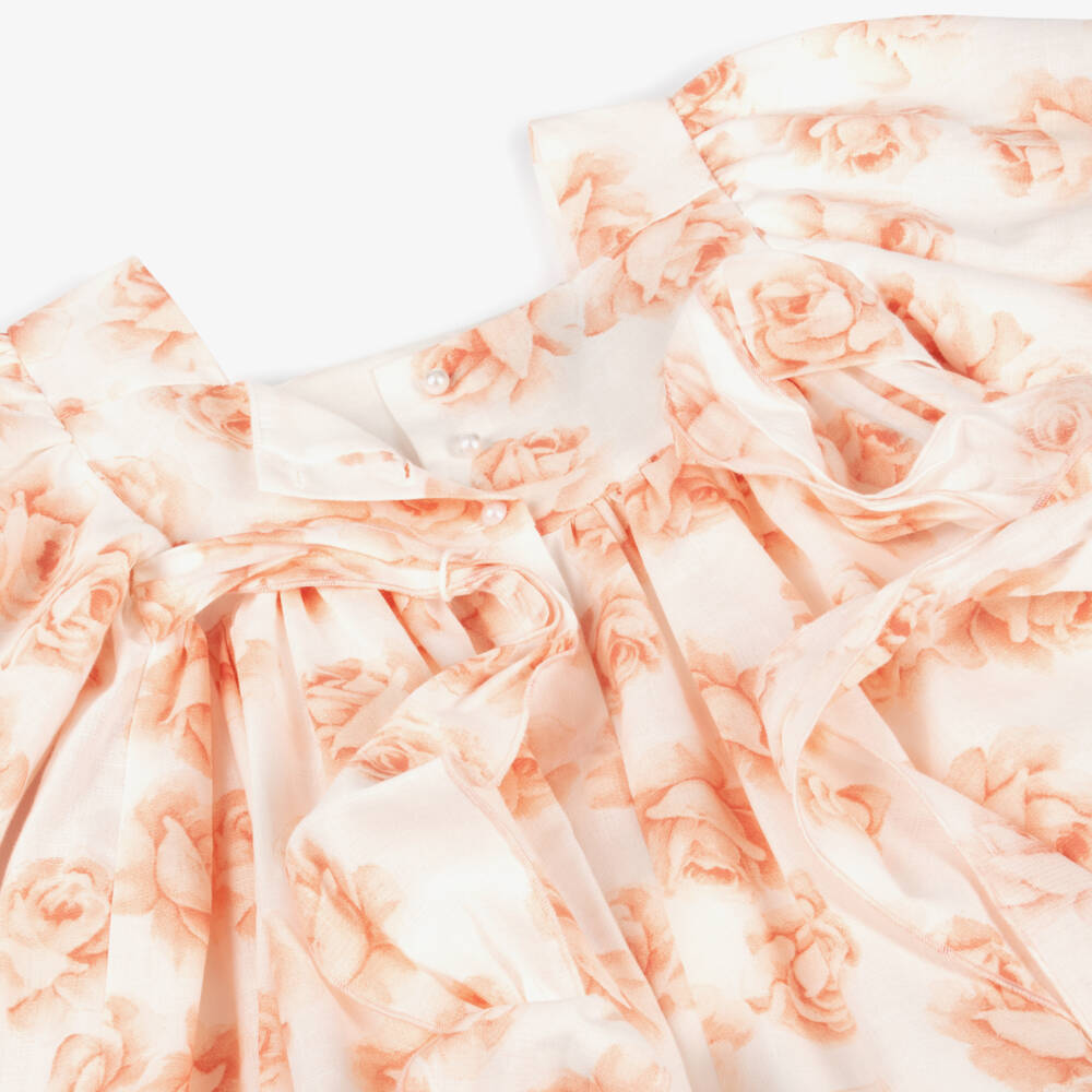 Artesanía Granlei-فستان كتان زهري للبنات | Childrensalon Outlet