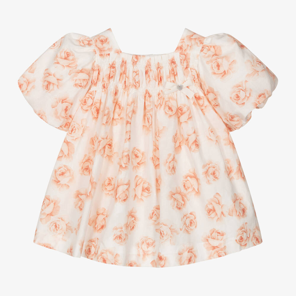 Artesanía Granlei-Girls Coral Blossom Linen Dress | Childrensalon Outlet