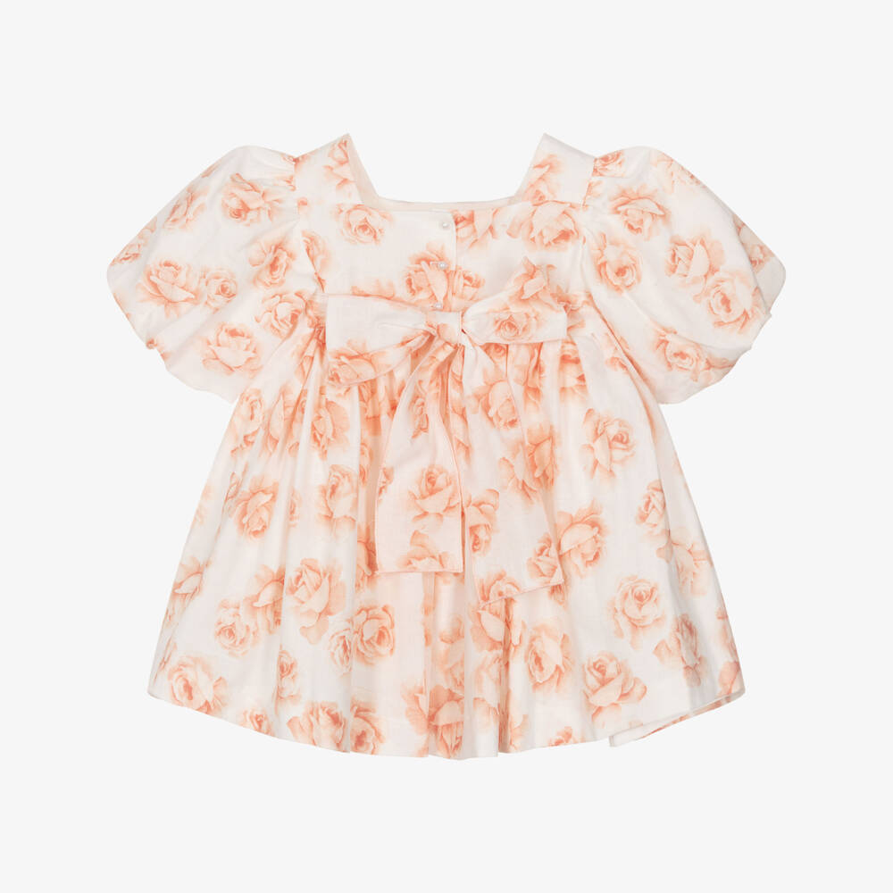 Artesanía Granlei-Льняное платье Цветущий коралл для девочек | Childrensalon Outlet