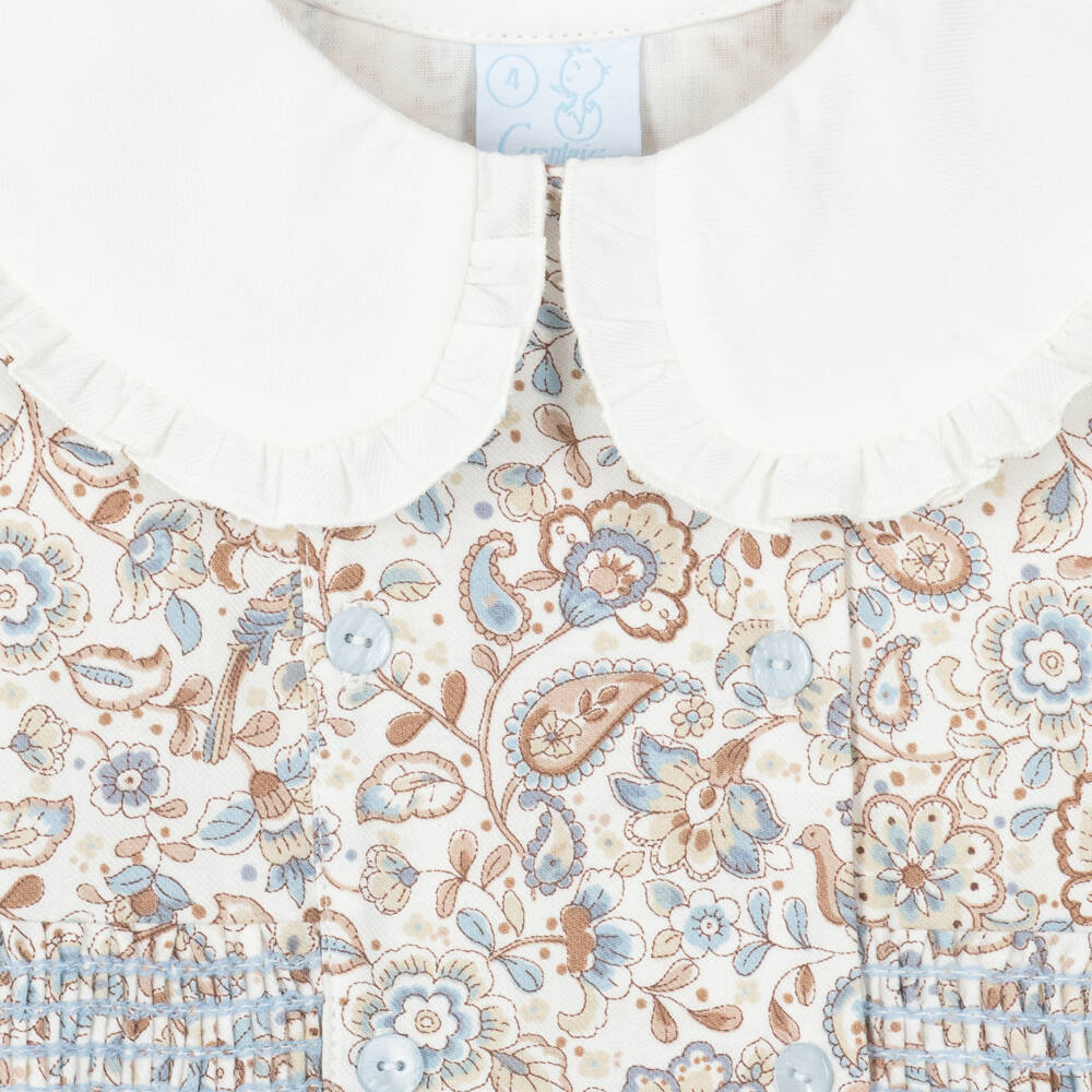 Artesanía Granlei-فستان بطبعة ورود قطن لون أزرق | Childrensalon Outlet