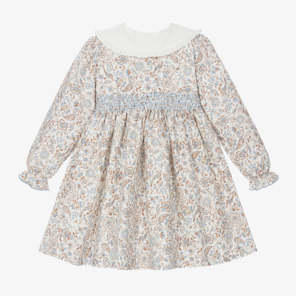 Artesanía Granlei-فستان بطبعة ورود قطن لون أزرق | Childrensalon Outlet