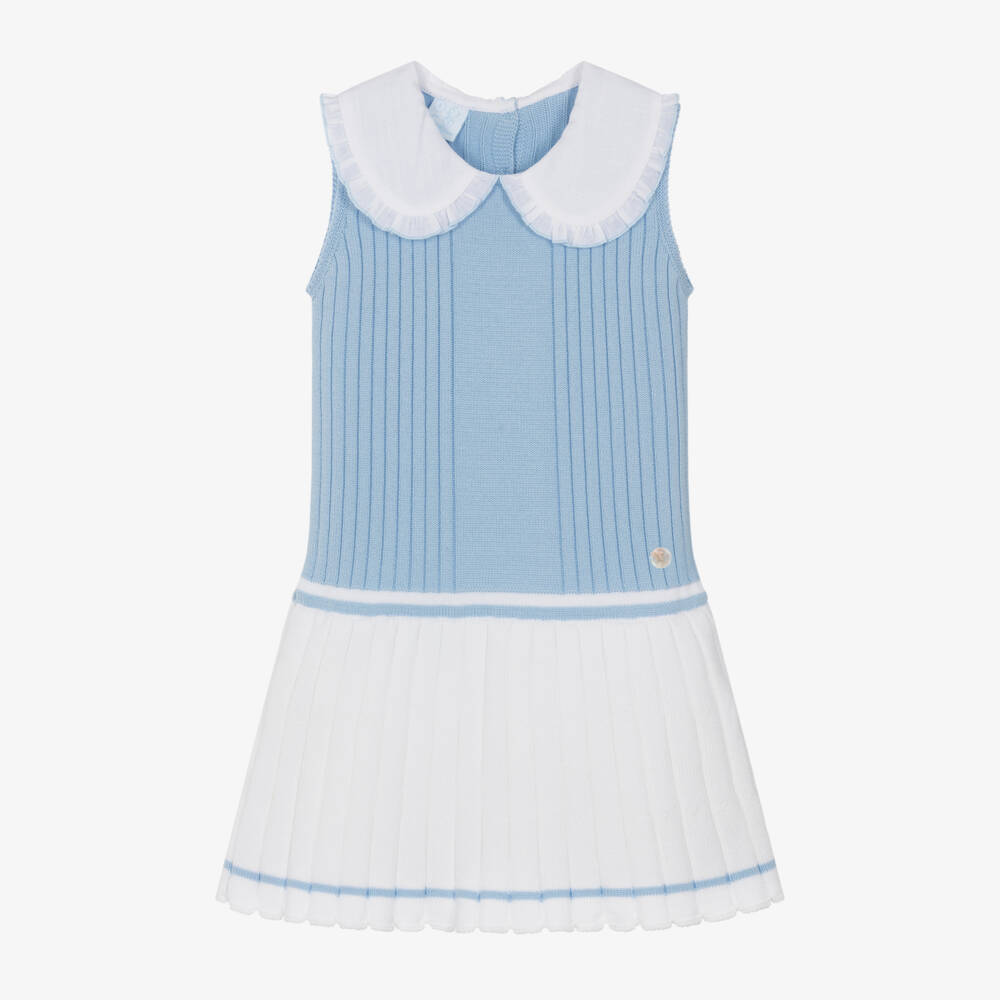 Artesanía Granlei-Платье из хлопкового трикотажа в синих тонах для девочек | Childrensalon Outlet