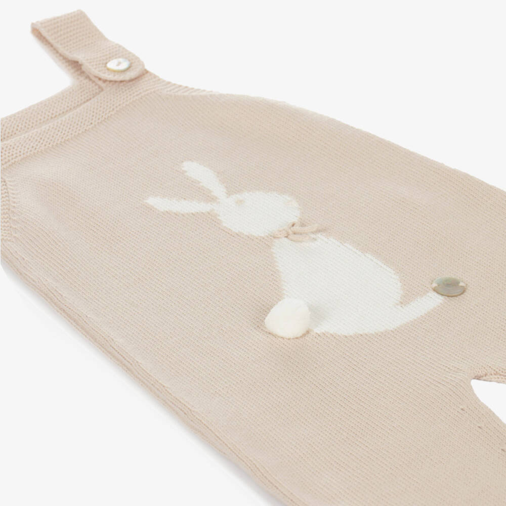 Artesanía Granlei-Girls Cream Bunny Knit Dungaree Set | Childrensalon Outlet