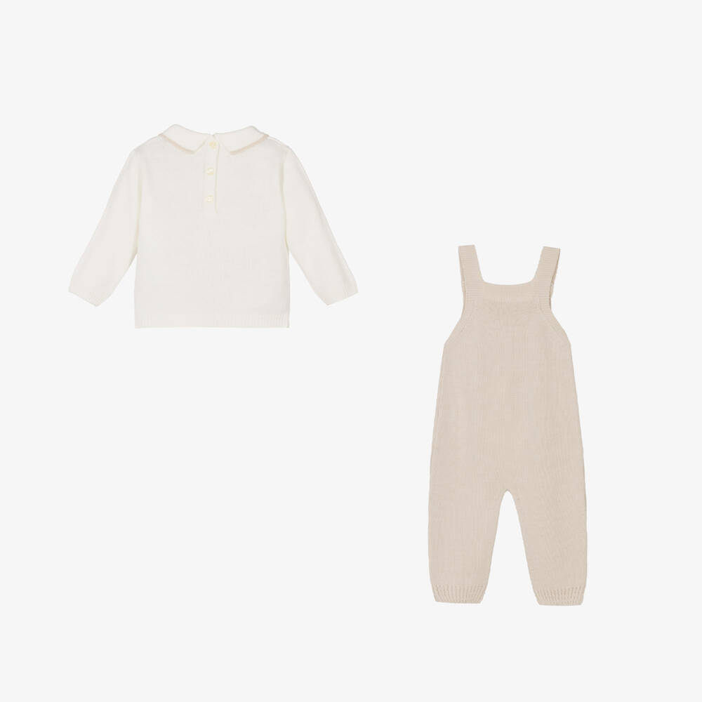Artesanía Granlei-Girls Cream Bunny Knit Dungaree Set | Childrensalon Outlet