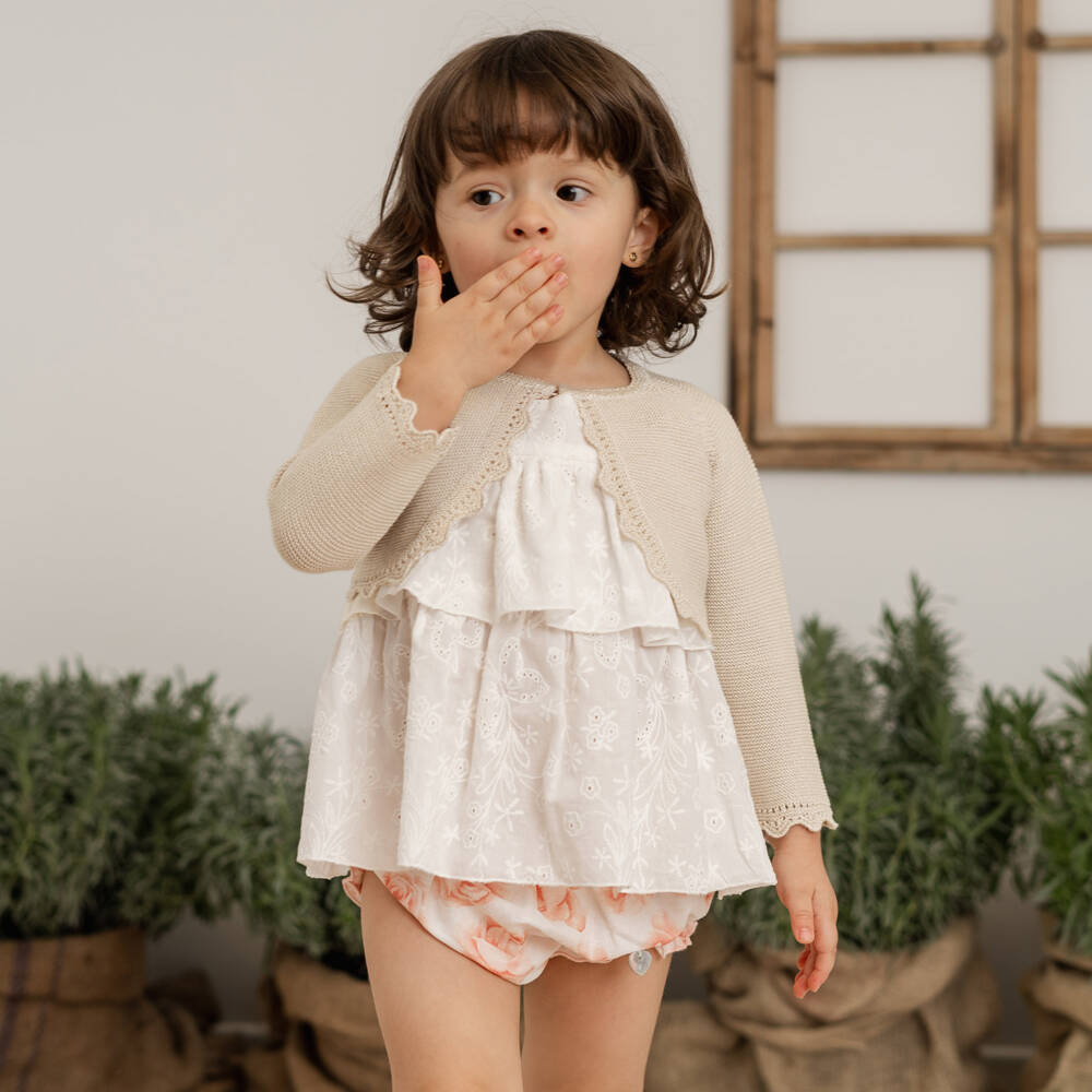 Artesanía Granlei-Girls Cream Cotton Blend Bolero | Childrensalon Outlet