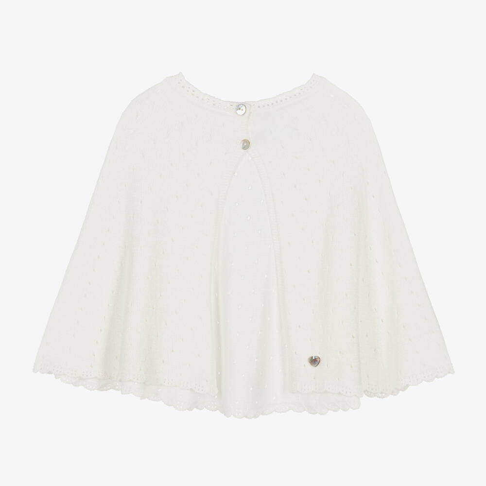 Artesanía Granlei-Girls Cream Knit Cape | Childrensalon Outlet