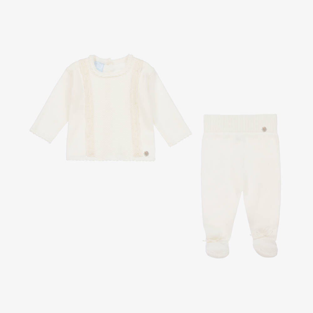 Artesanía Granlei-Girls' Cream Lace-Edged Knit Set | Childrensalon Outlet